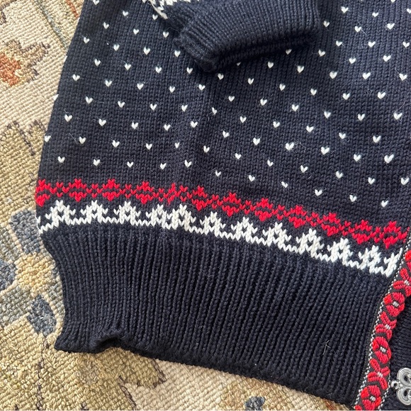 NWT Vintage Dale of Norway Red and Blue Reindeer Chunky Cardigan Sweater sz L - Picture 4 of 9